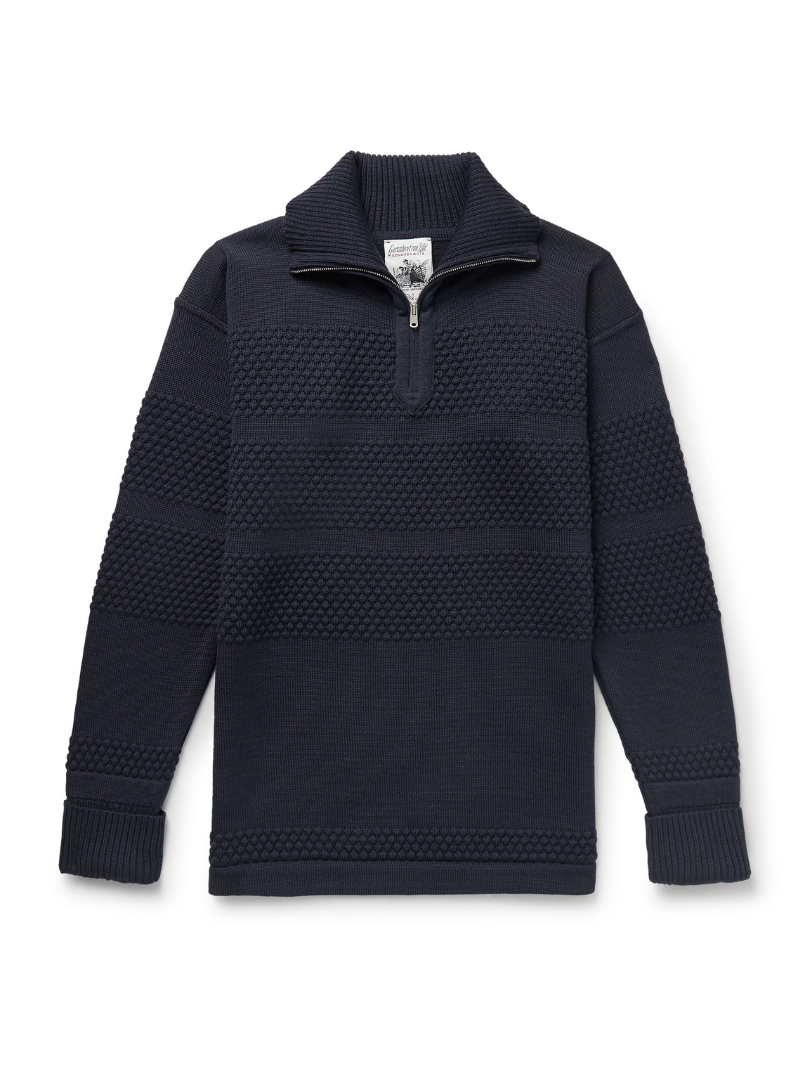 S.n.s Herning Fisherman Virgin Wool Half-zip Sweater In Blue