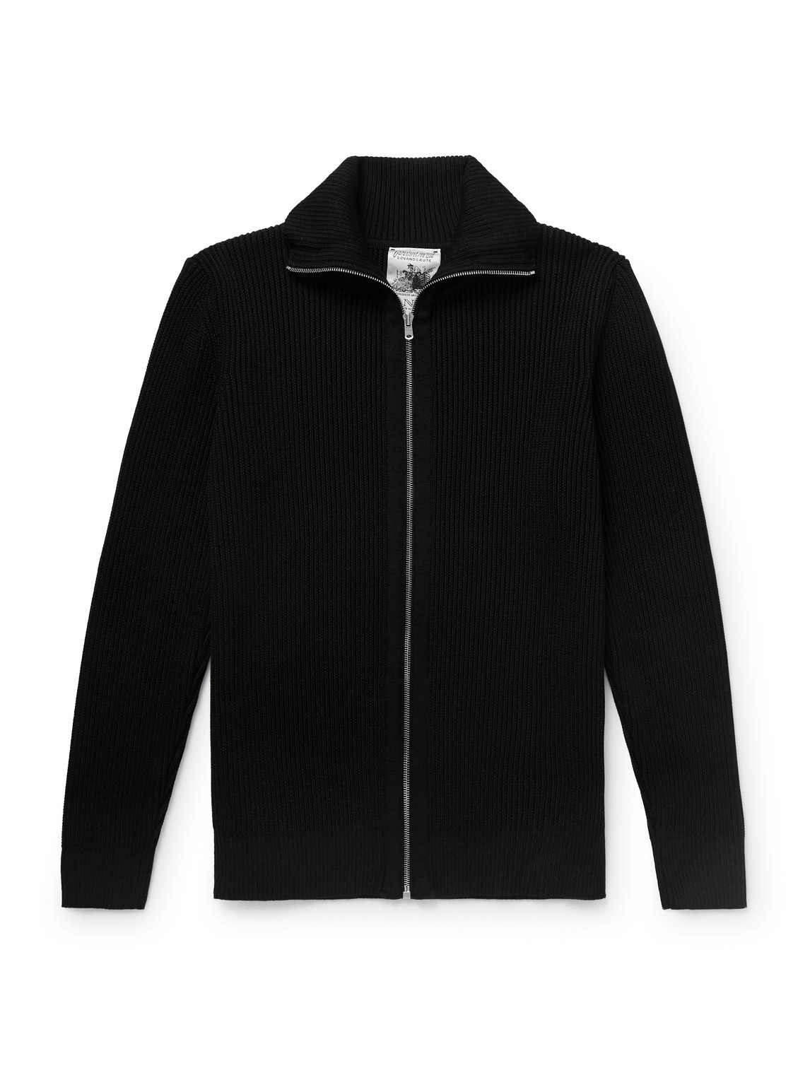 S.n.s Herning Fender Slim-fit Ribbed Virgin Wool Zip-up Cardigan In Blue