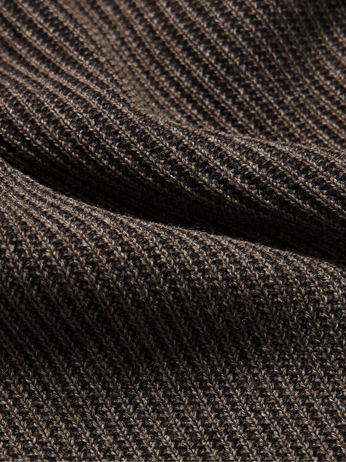 S.n.s Herning Fender Iii Slim-fit Ribbed Virgin Wool Sweater In Brown