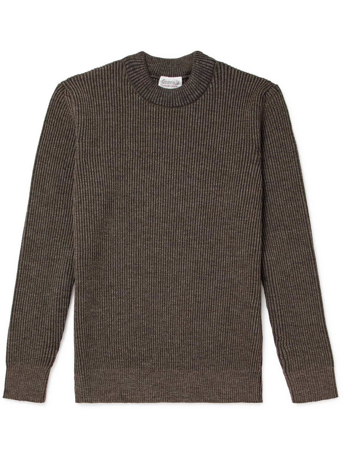 S.n.s Herning Fender Iii Slim-fit Ribbed Virgin Wool Sweater In Brown