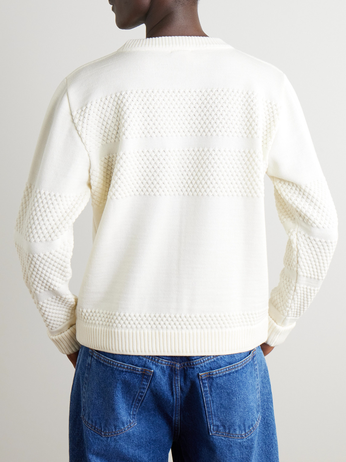 S.n.s Herning Fisherman Ii Textured Virgin Wool Sweater In Neutrals