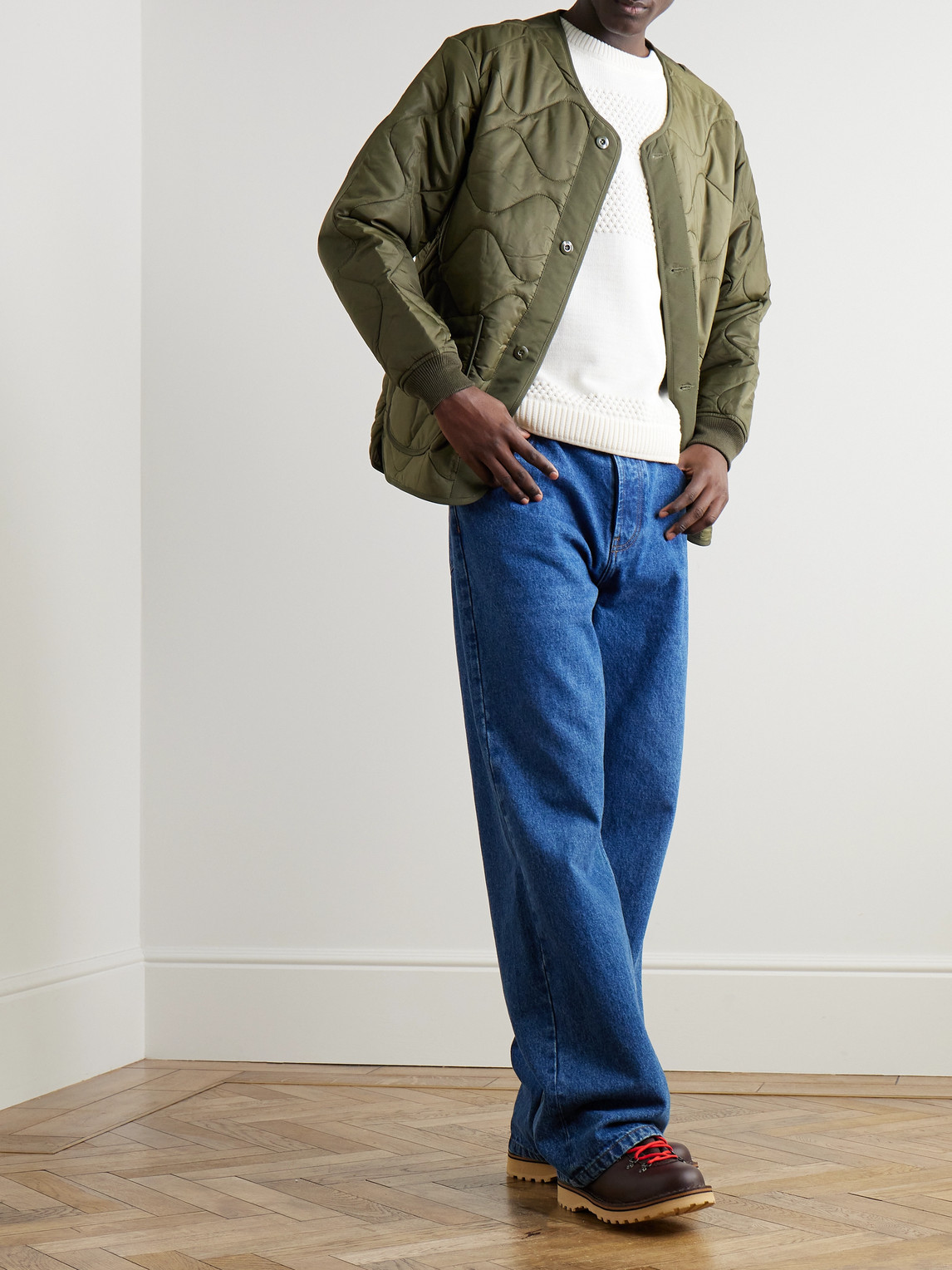 S.n.s Herning Fisherman Ii Textured Virgin Wool Sweater In Neutrals