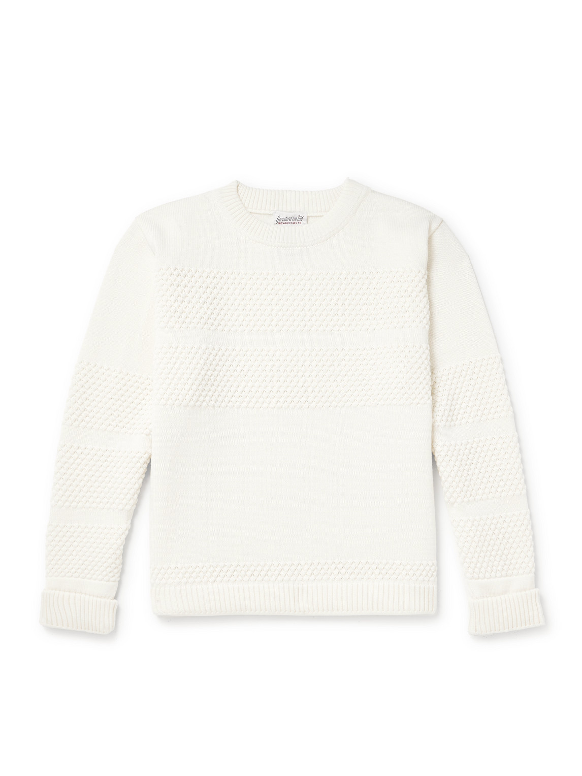 S.n.s Herning Fisherman Ii Textured Virgin Wool Sweater In Neutrals