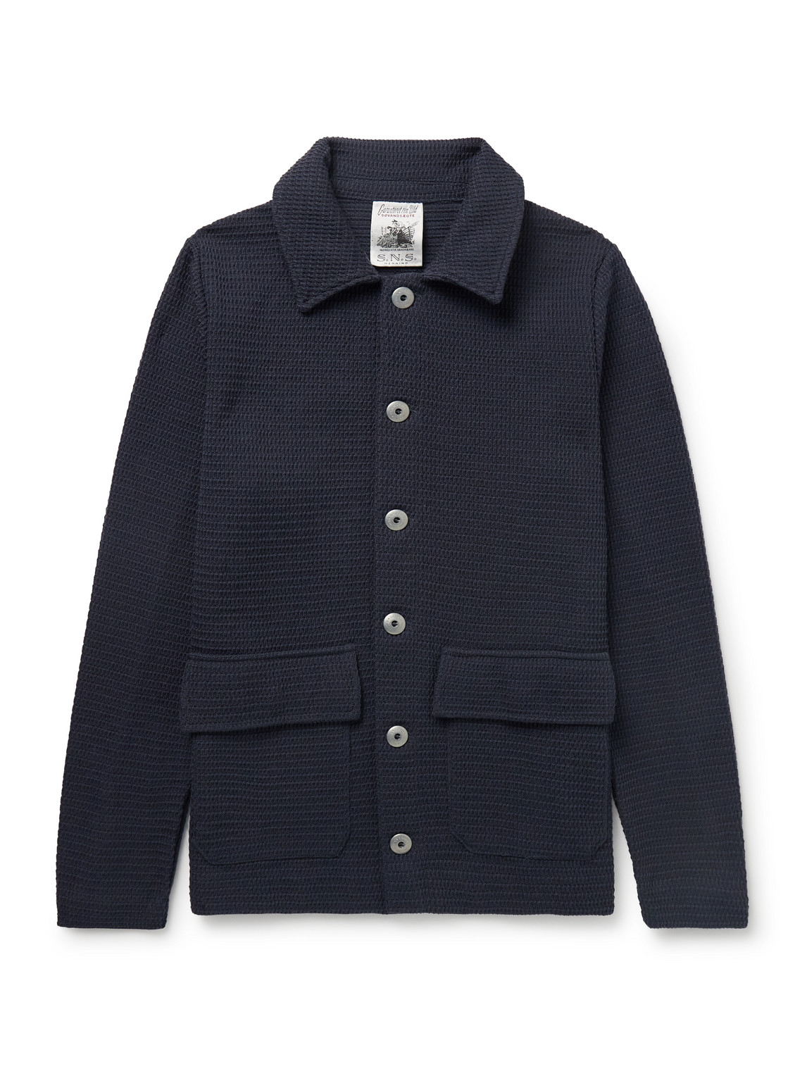 S.n.s Herning Radial Textured Virgin Wool Jacket In Blue