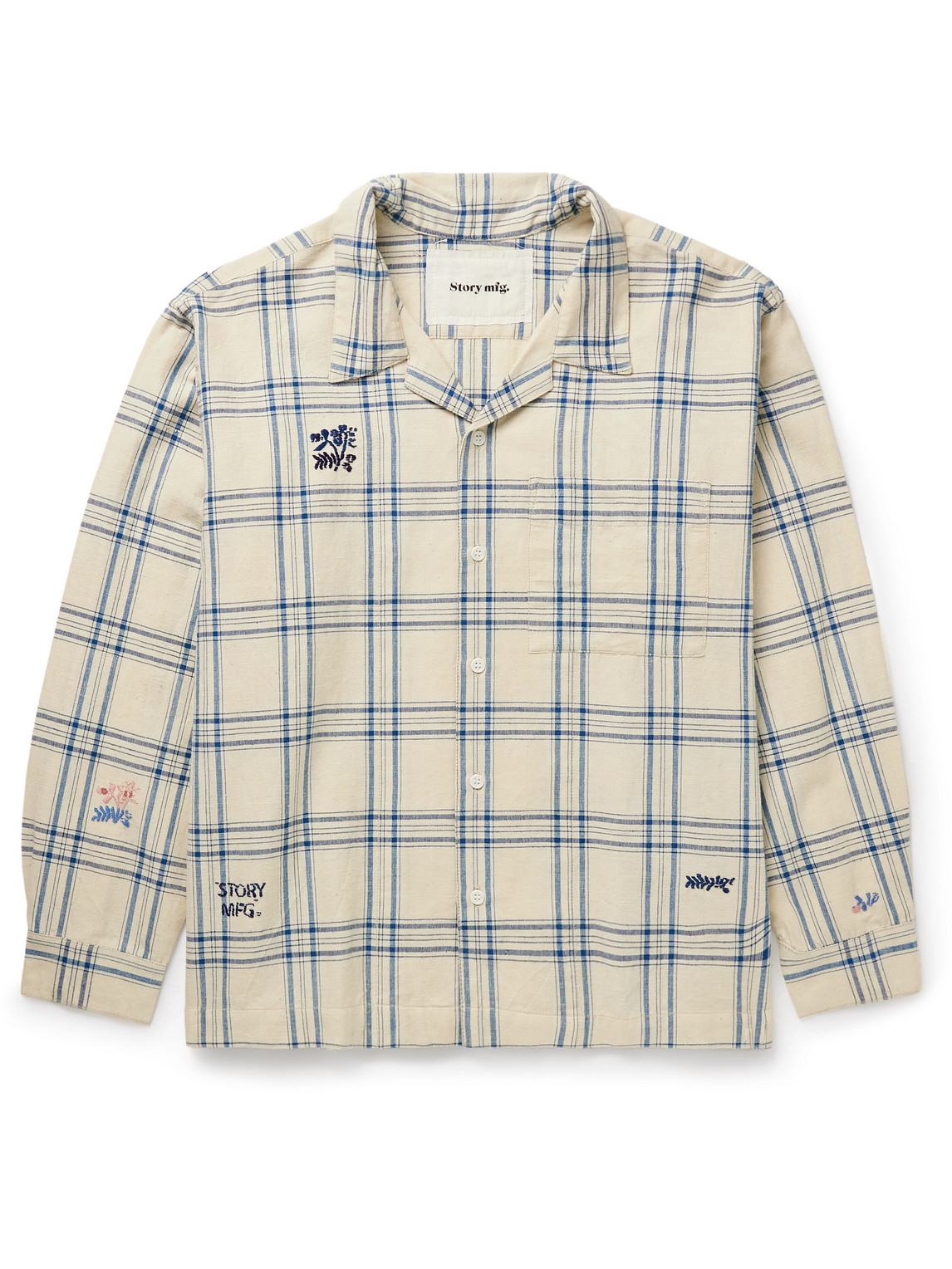Greetings Camp-Collar Checked Cotton and Hemp-Blend Shirt