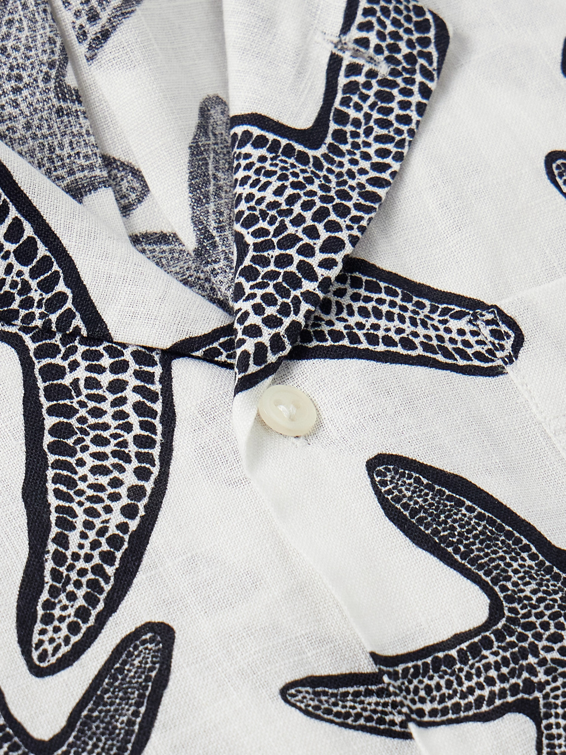 Vilebrequin Charli Camp-collar Printed Linen Shirt In White