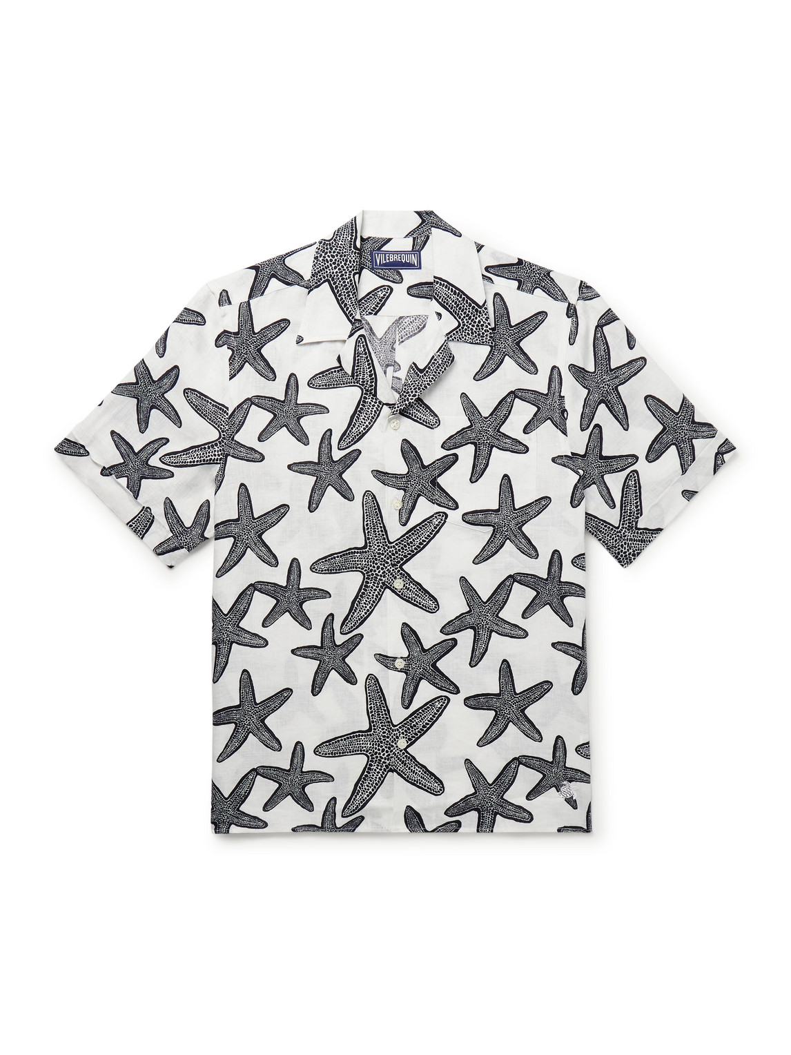 Vilebrequin Charli Camp-collar Printed Linen Shirt In White