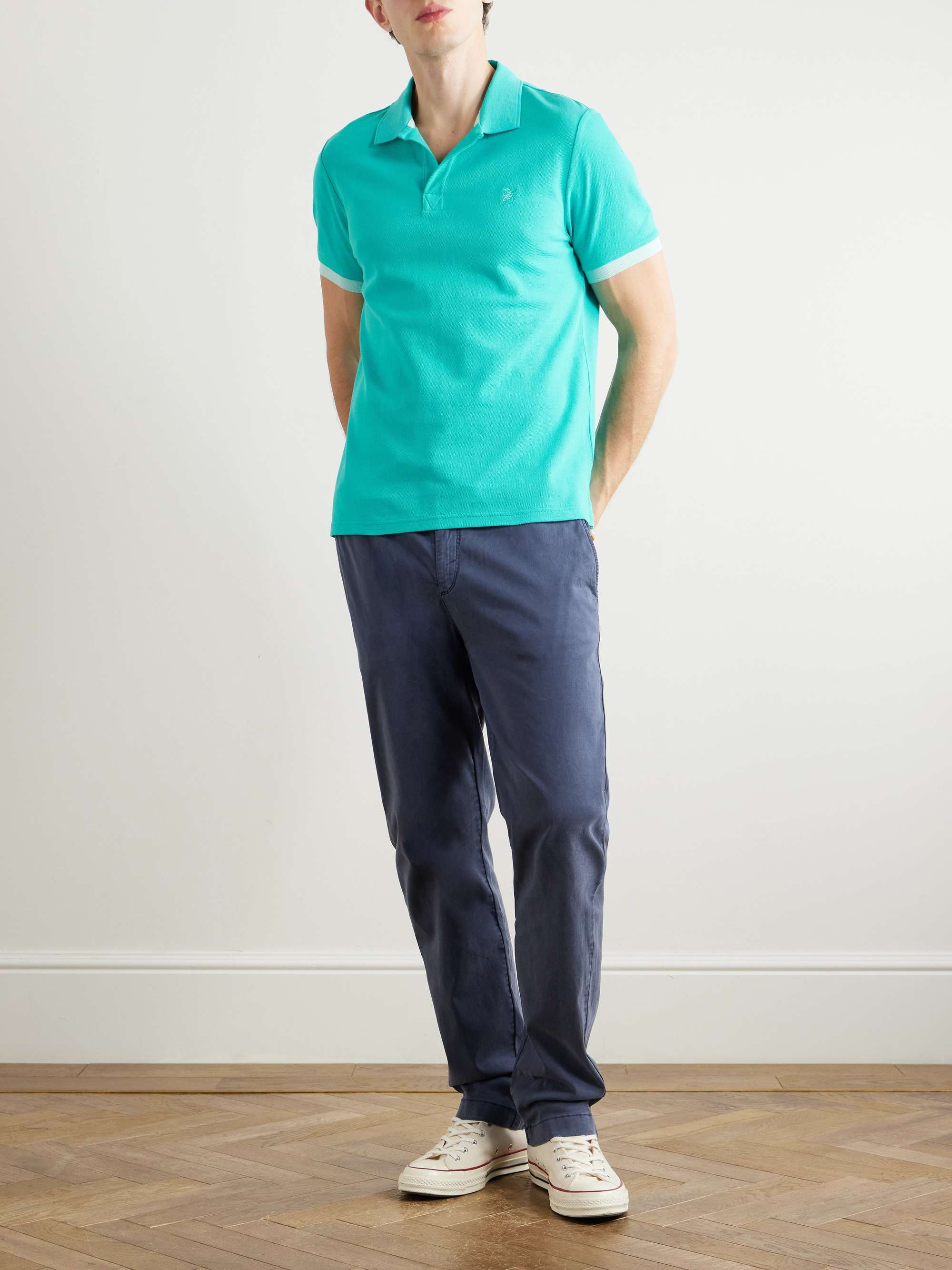 VILEBREQUIN Slim-Fit Logo-Embroidered Cotton-Piqué Polo Shirt