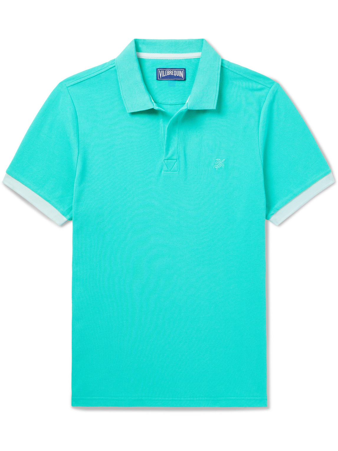 Vilebrequin Slim-fit Logo-embroidered Organic Cotton-piqué Polo Shirt In Blue