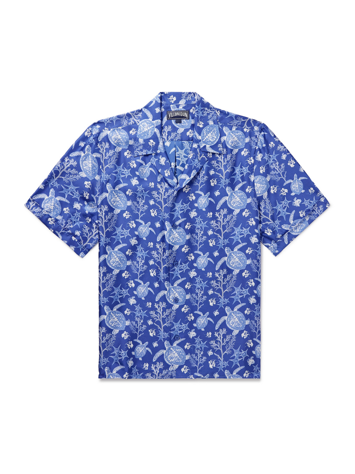 Charli Camp-Collar Printed Silk-Twill Shirt
