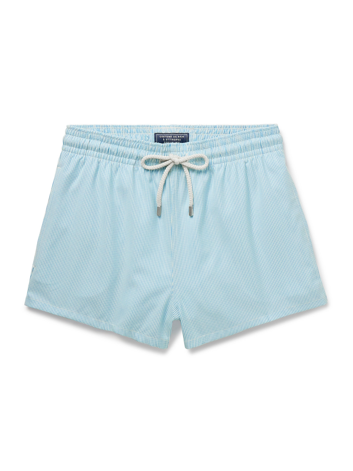Vilebrequin Milton Slim-fit Short-length Striped Wool-blend Swim Shorts In Blue