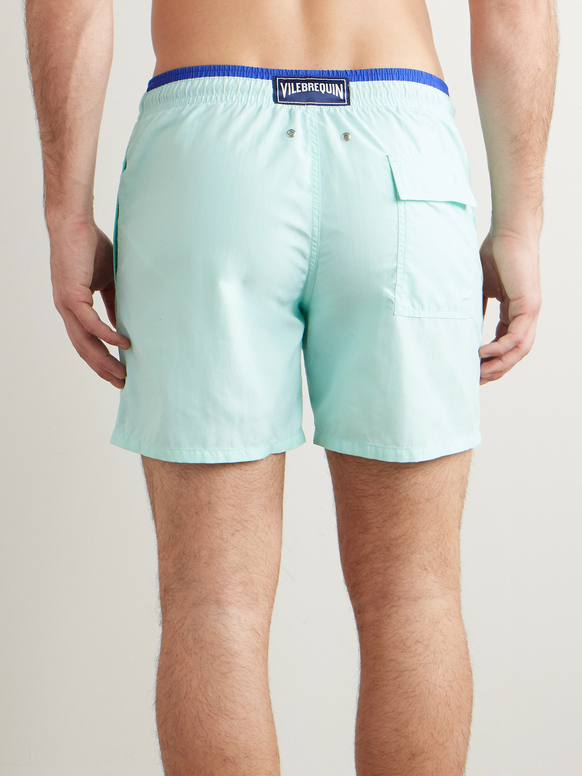 Vilebrequin Mens Celadon Moka Logo-embroidered Woven Swim Shorts In Blue