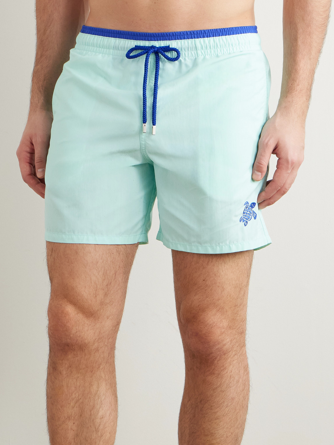 Vilebrequin Mens Celadon Moka Logo-embroidered Woven Swim Shorts In Blue