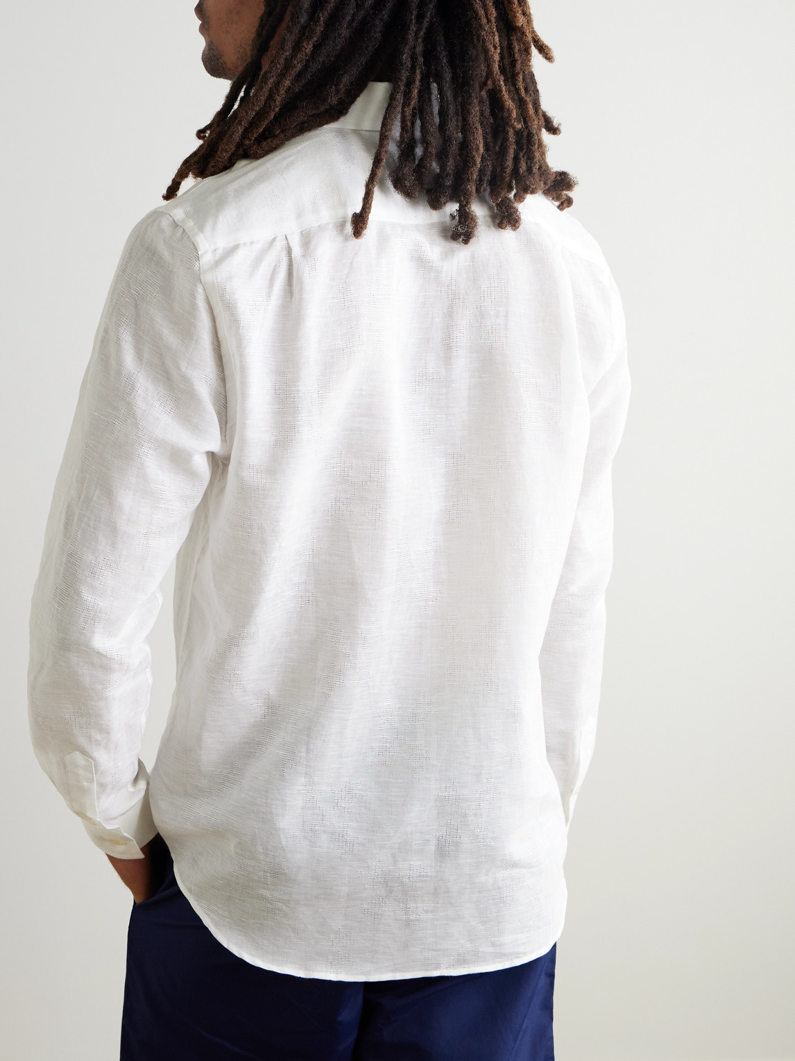 Vilebrequin Caroubis Cotton And Linen-blend Gauze Shirt In White