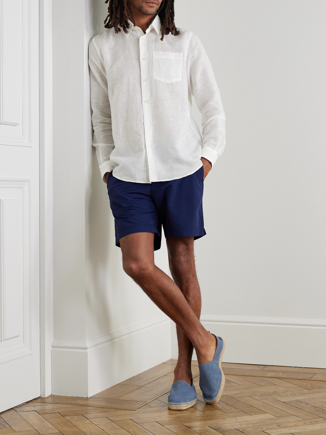 Vilebrequin Caroubis Cotton And Linen-blend Gauze Shirt In White