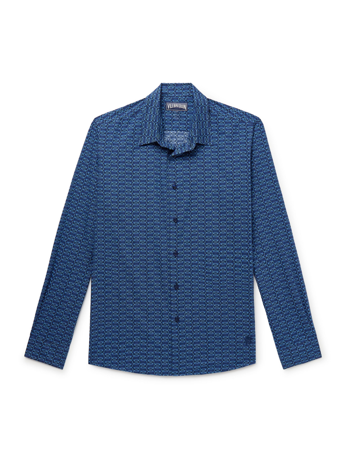 Vilebrequin Caracal Printed Cotton-voile Shirt In Blue