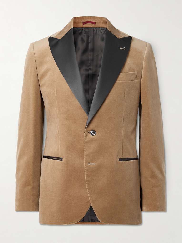 Brunello Cucinelli — Slim-Fit Satin-Trimmed Cotton-Velvet Tuxedo Jacket