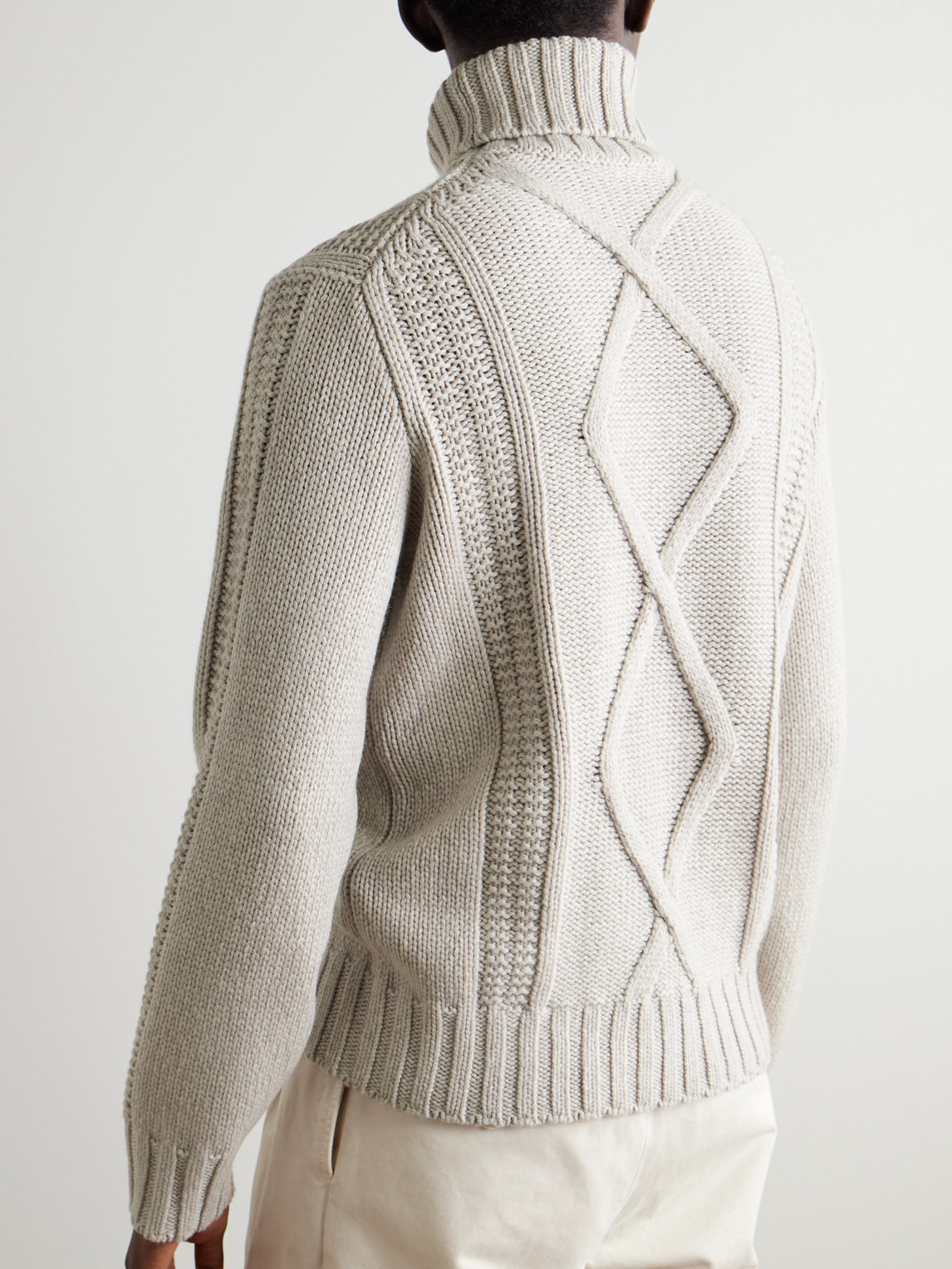 Brunello Cucinelli Cable-knit Cashmere Rollneck Sweater In Neutrals