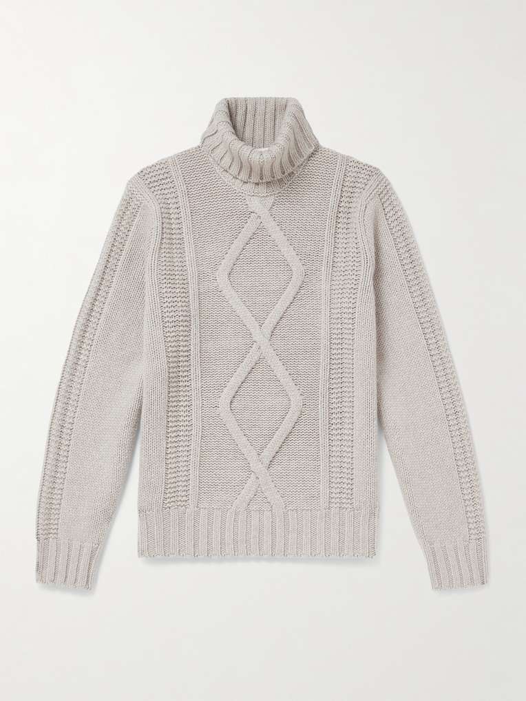 Brunello Cucinelli — Cable-Knit Cashmere Rollneck Sweater