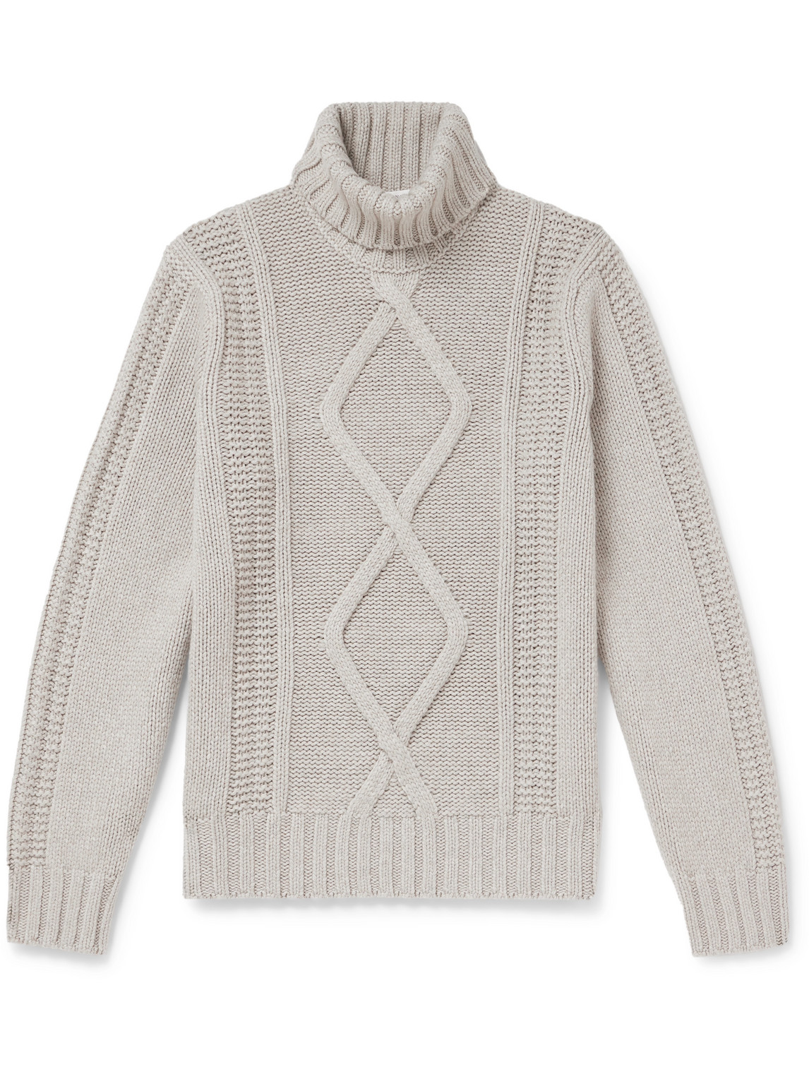 Brunello Cucinelli Cable-knit Cashmere Rollneck Sweater In Neutrals