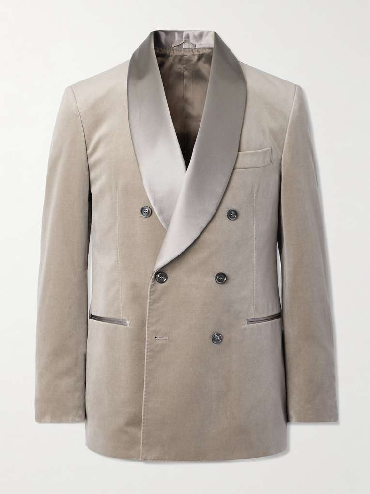 Brunello Cucinelli — Slim-Fit Shawl-Collar Double-Breasted Cotton-Velvet Tuxedo Jacket