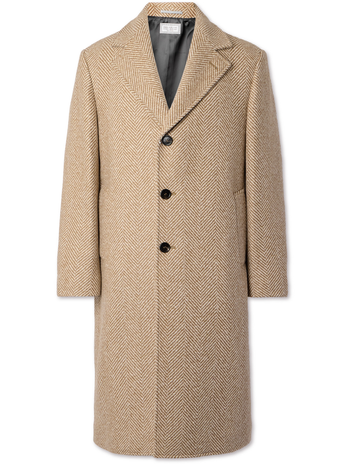 Herringbone Cashmere and Silk-Blend Coat
