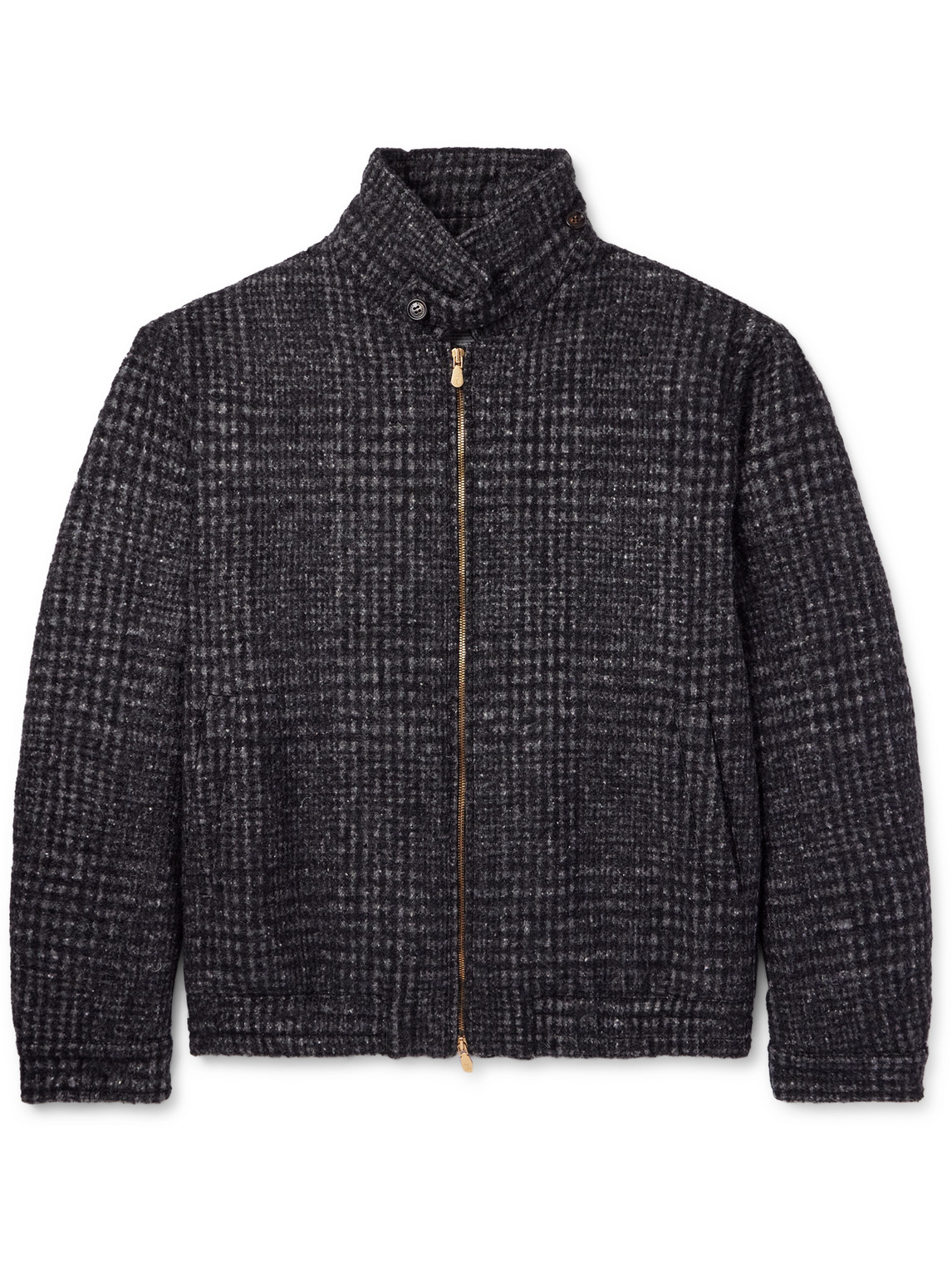 Prince of Wales Checked Virgin Wool-Blend Bomber Jacket