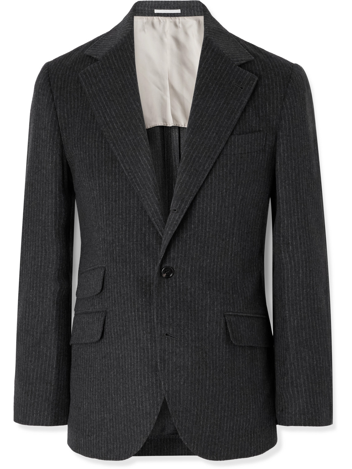Pinstriped Wool and Cashmere-Blend Suit Jacket