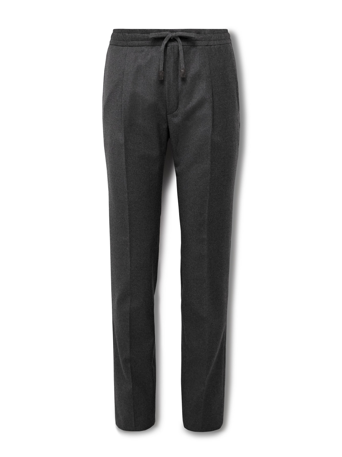 Incotex Venezia 1951 Tapered Pleated Brushed Virgin Wool-twill Drawstring Trousers In Gray