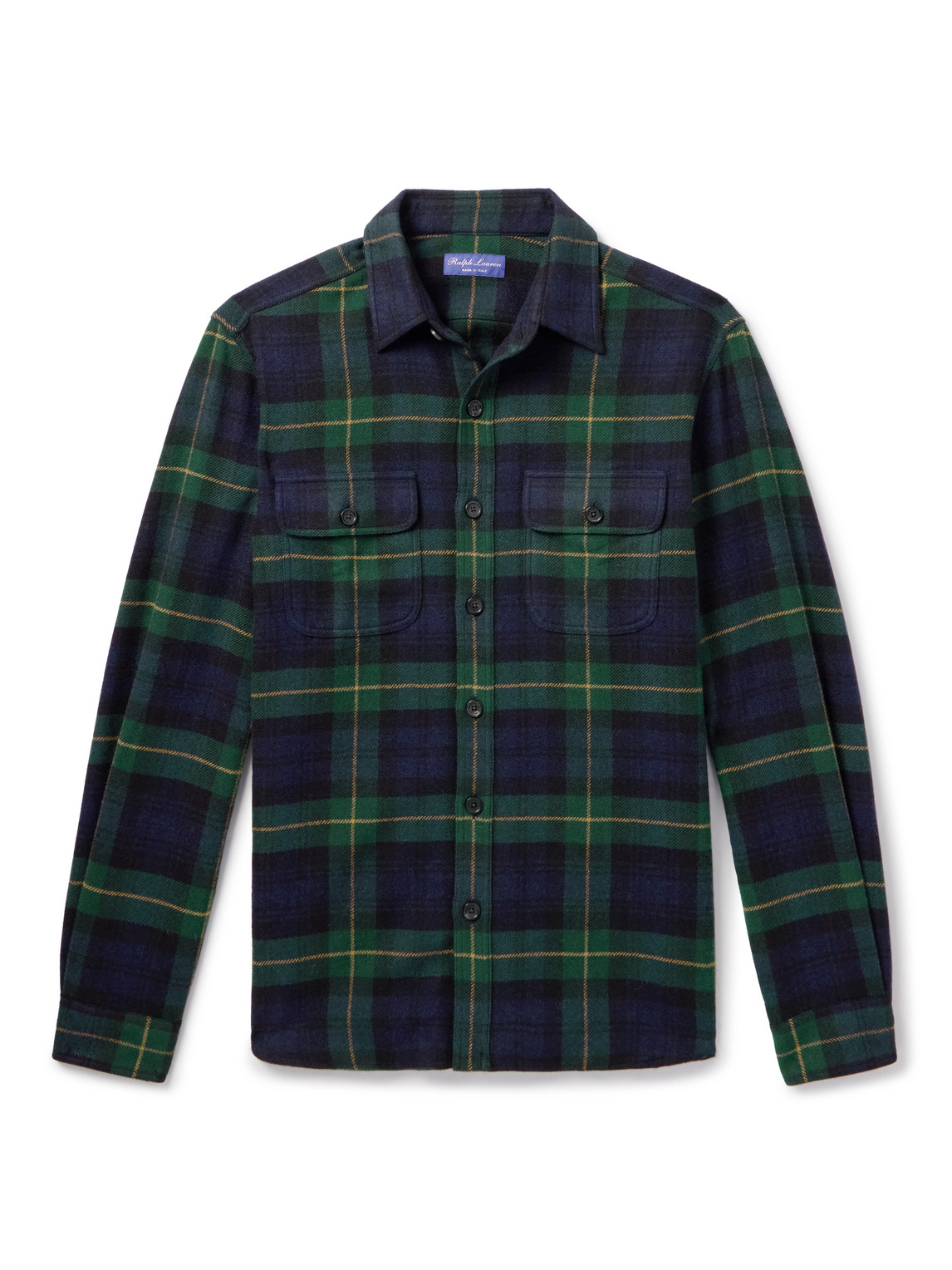 Ralph Lauren Checked Wool And Cashmere-blend Shirt In Blue