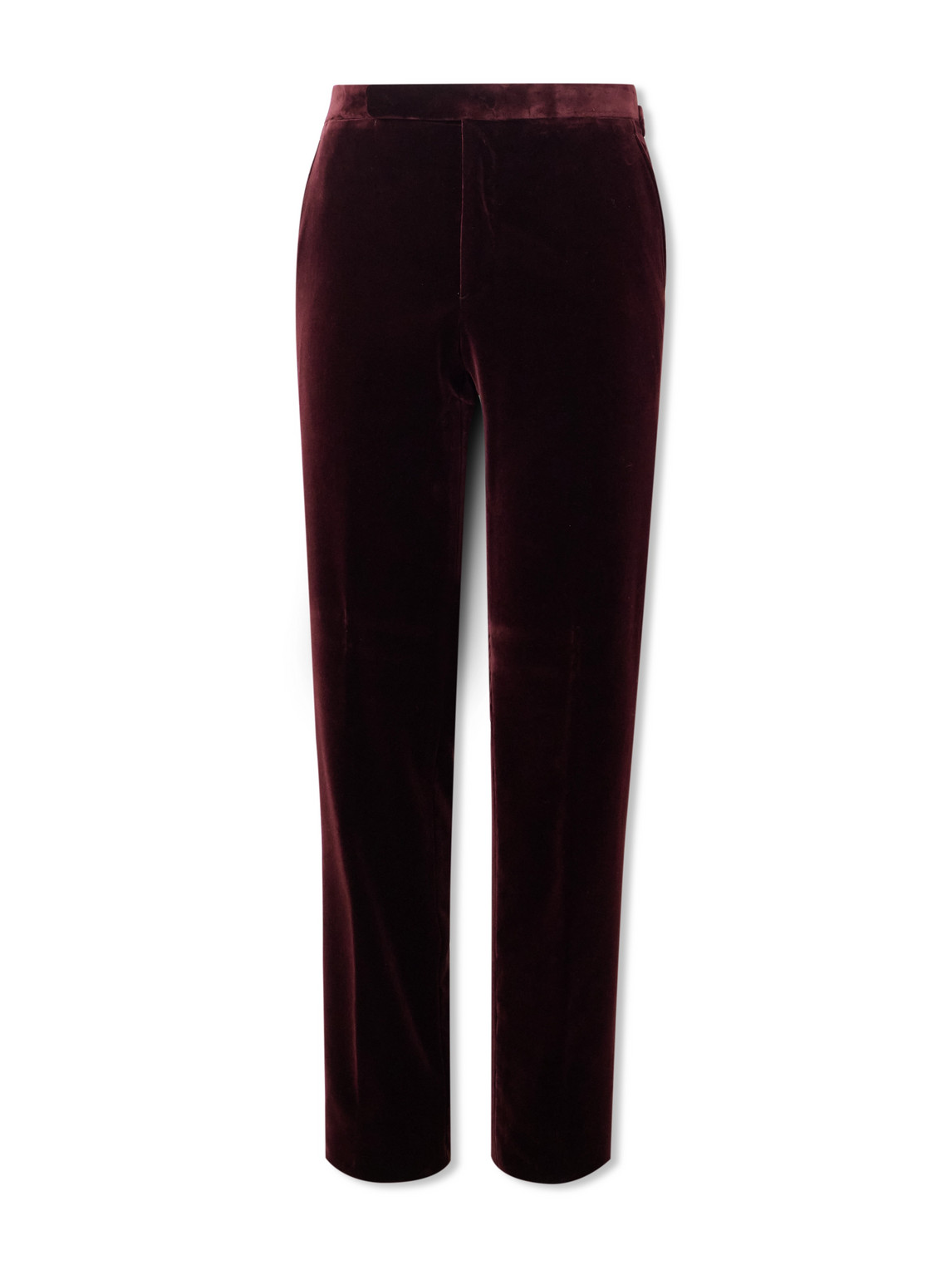 Ralph Lauren Gregory Straight-leg Cotton-velvet Tuxedo Trousers In Burgundy