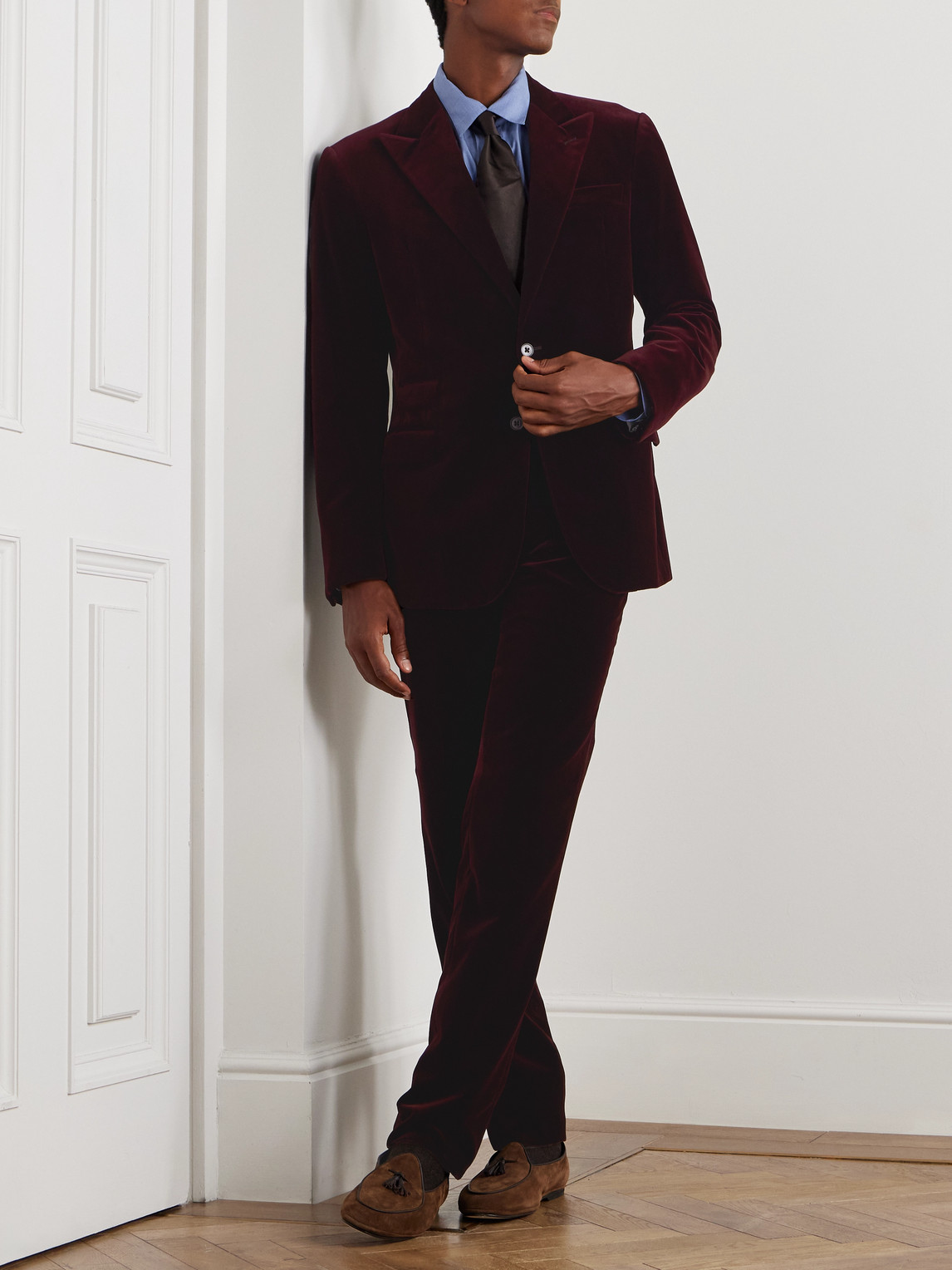 Ralph Lauren Men's Kent Hand-tailored Velvet Dinner Jacket In Burgundy