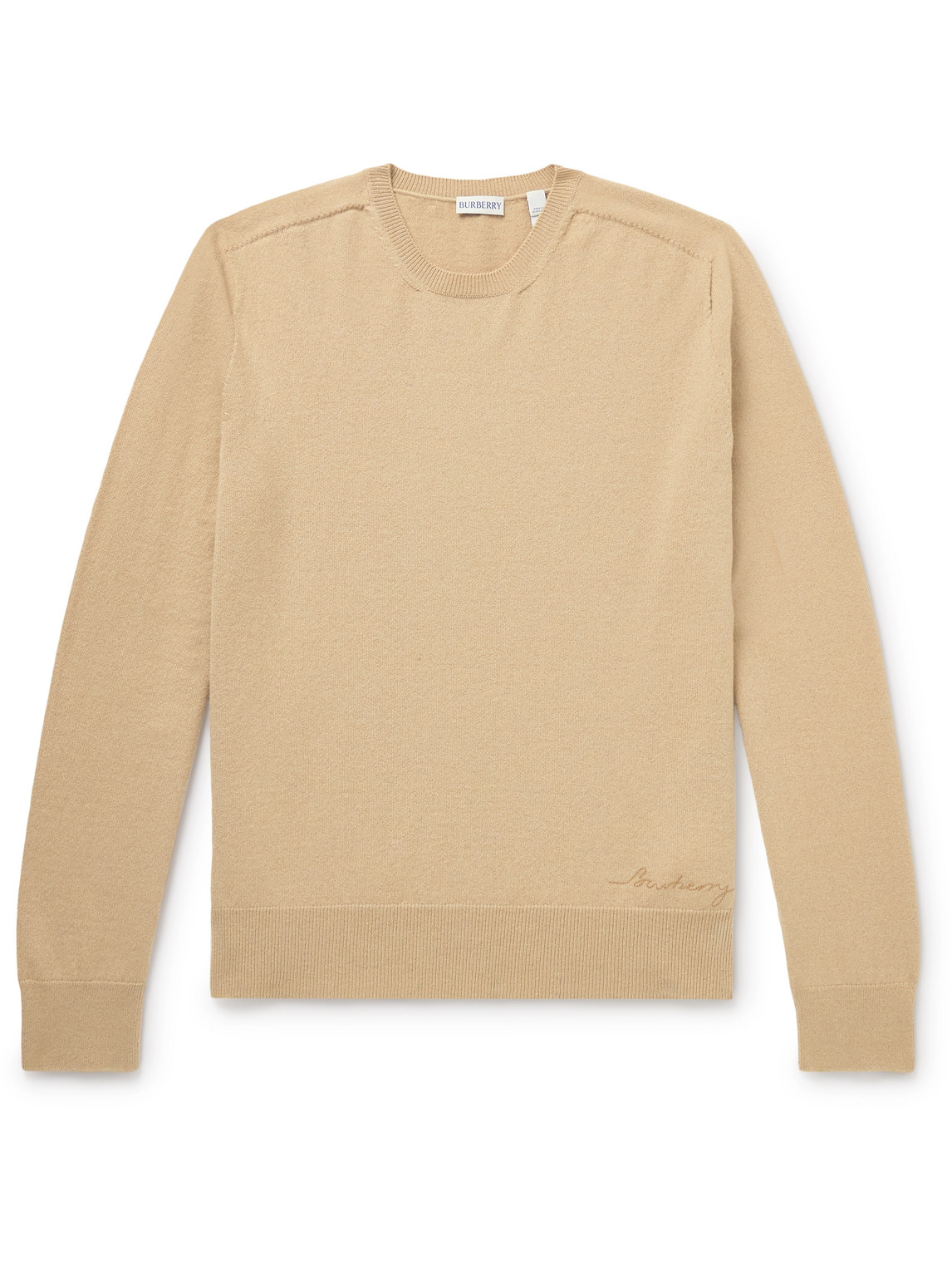 Burberry Logo-embroidered Cashmere-blend Sweater In Neutrals