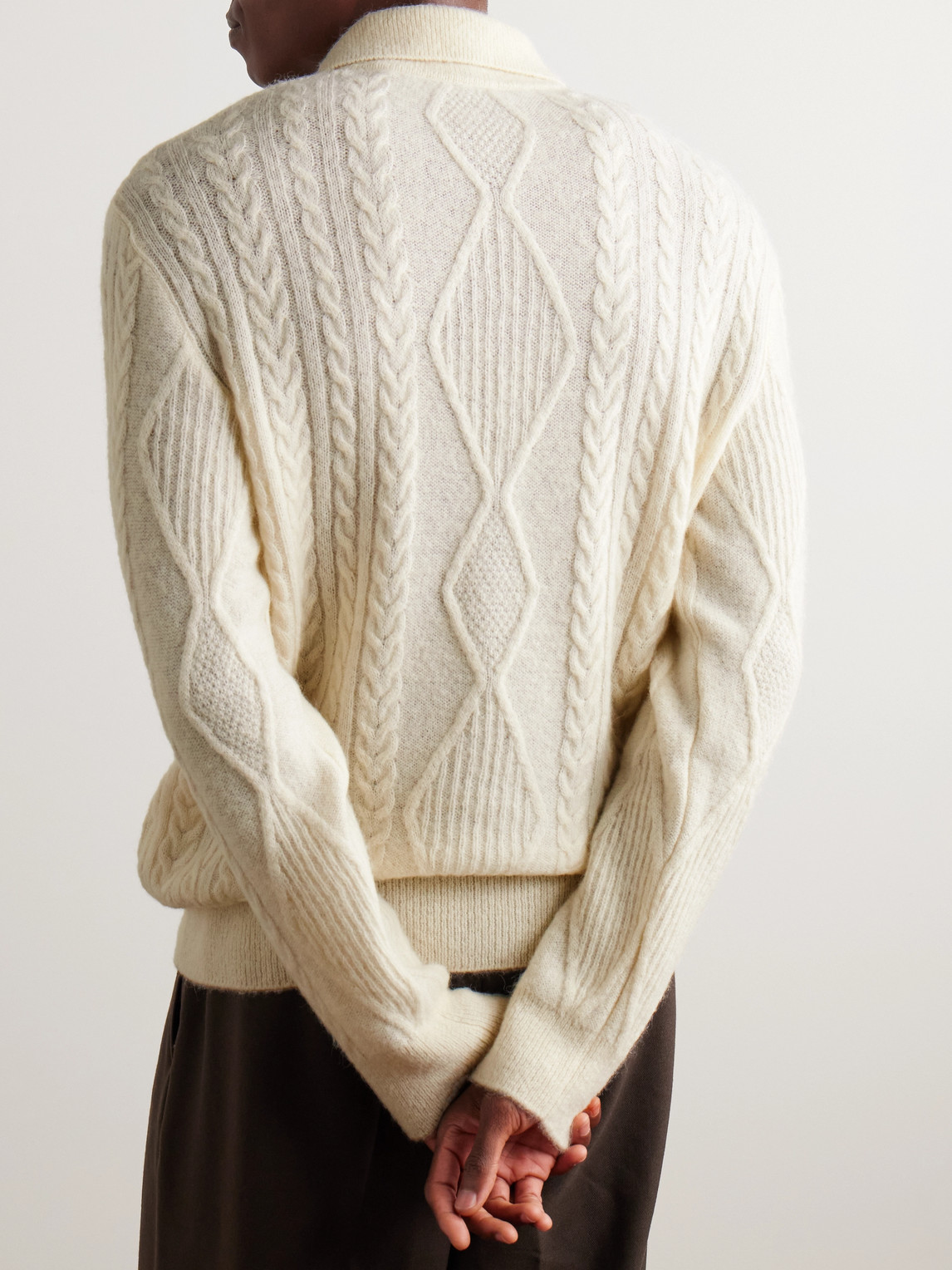 Burberry Alpaca Blend Cable Knit Sweater In Neutrals