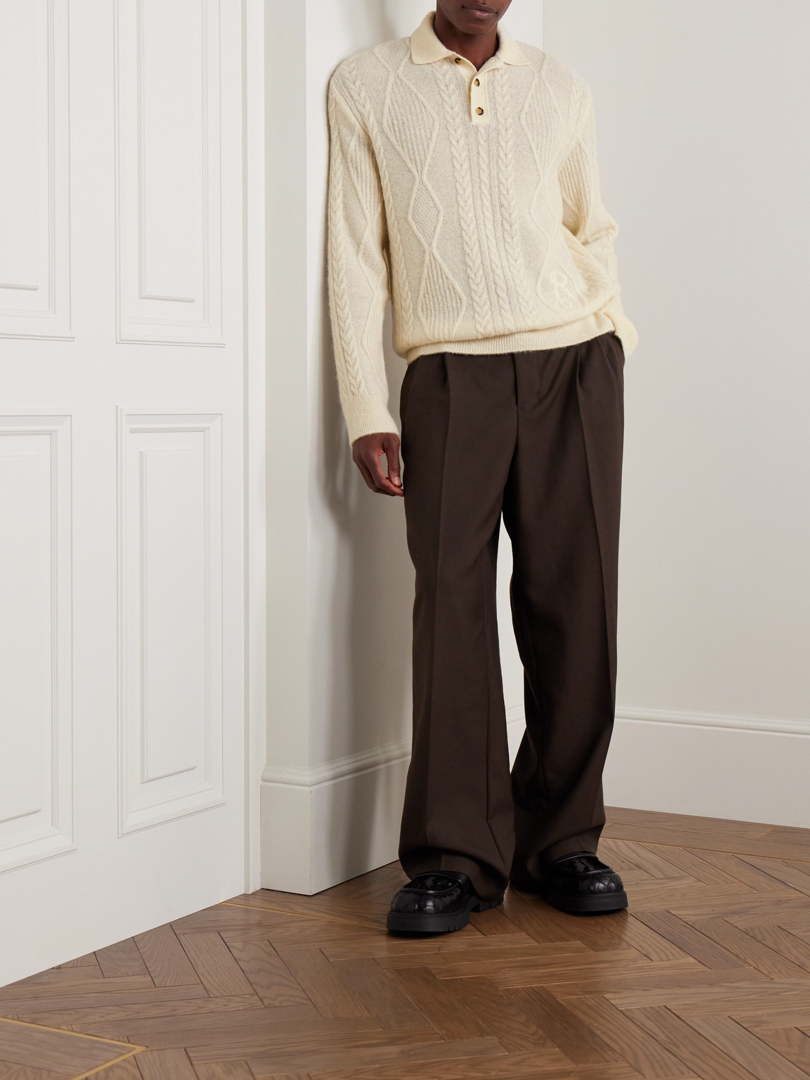 Burberry Alpaca Blend Cable Knit Sweater In Neutrals