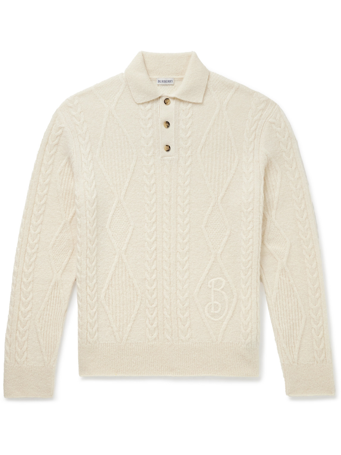 Burberry Alpaca Blend Cable Knit Sweater In Neutrals