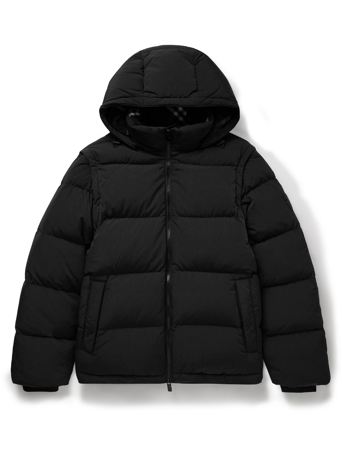 Burberry Convertible Quilted Crinkled-shell Hooded Down Jacket In Black