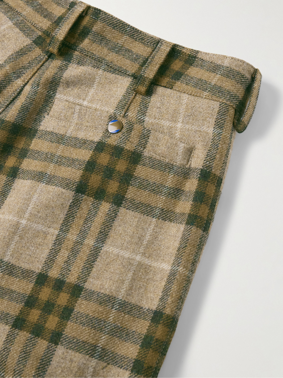 Burberry Straight-leg Zip-detailed Checked Wool Trousers In Green