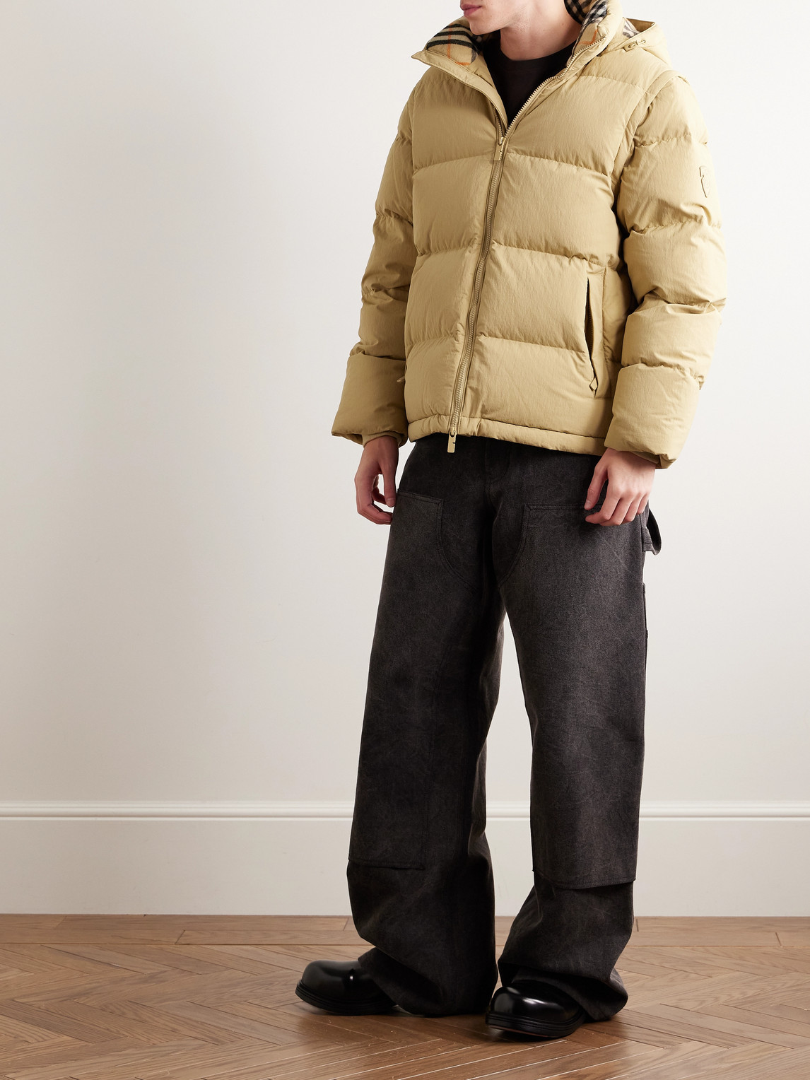 Burberry Convertible Quilted Shell Hooded Down Jacket In Neutrals