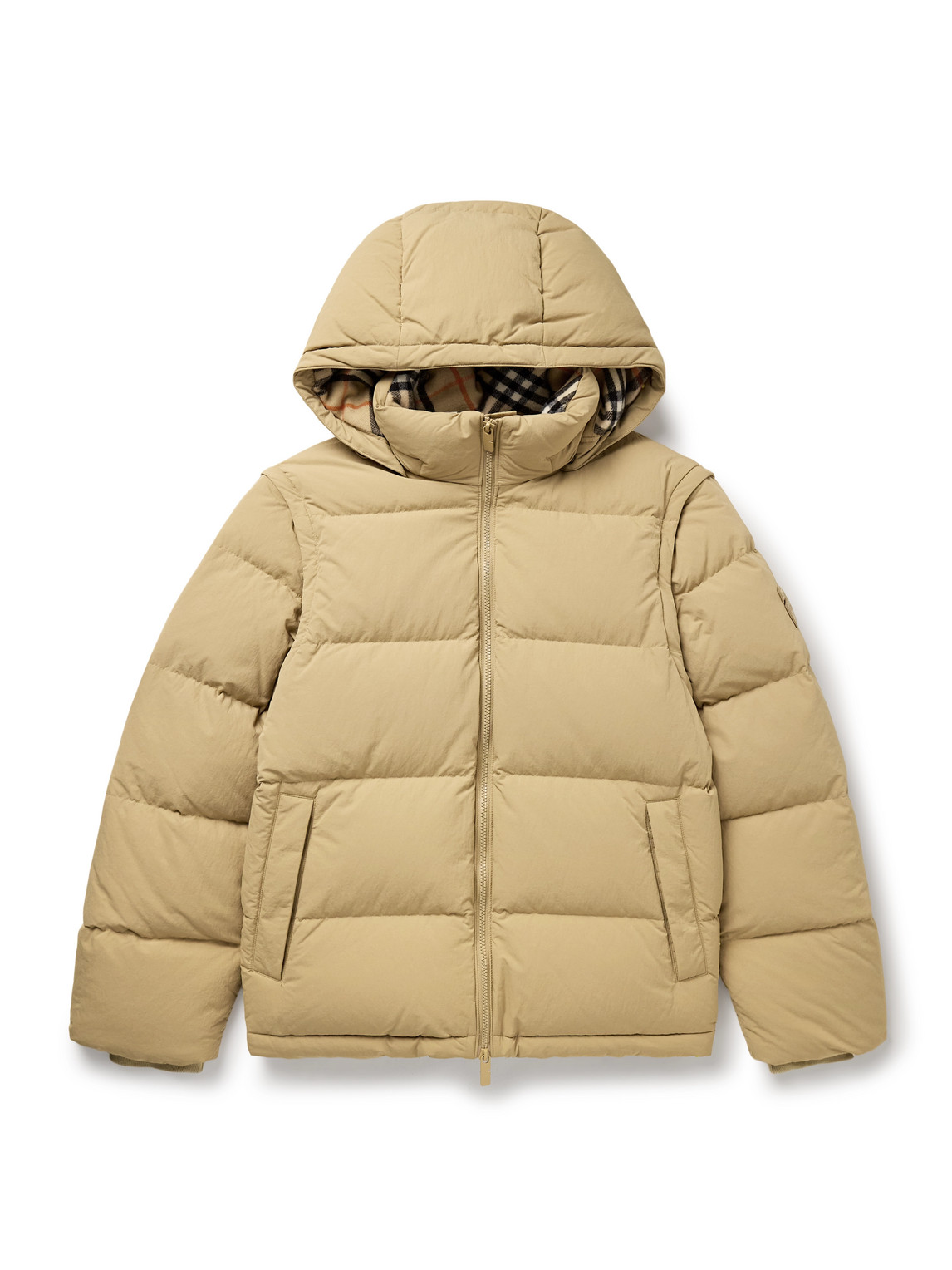 Burberry Convertible Quilted Shell Hooded Down Jacket In Neutrals