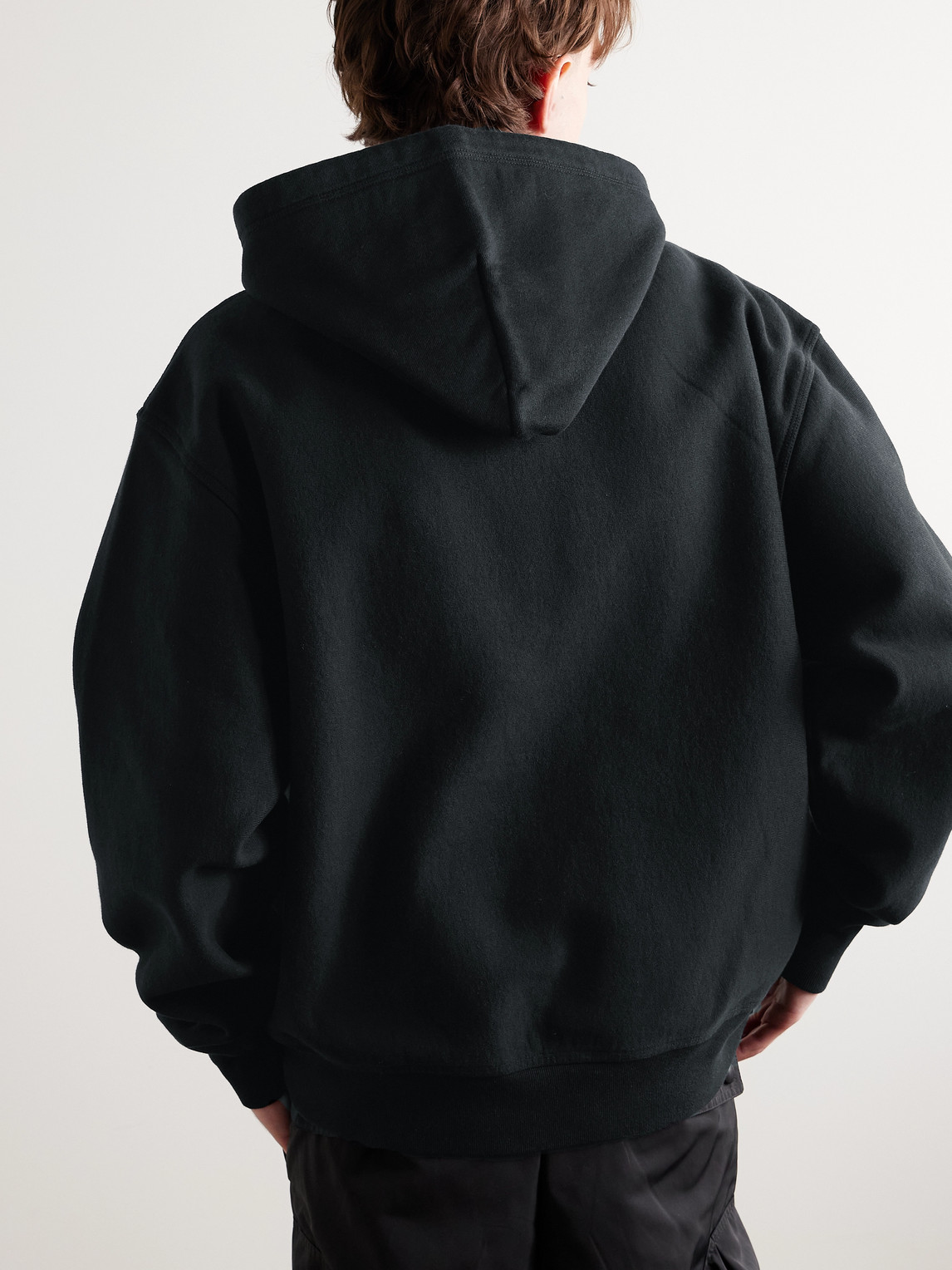 Burberry Cotton Cashmere Embroidered Logo Hoodie In Black