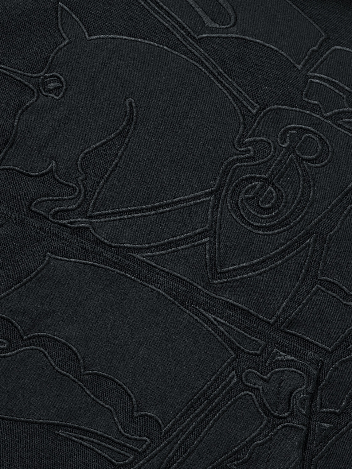 Burberry Cotton Cashmere Embroidered Logo Hoodie In Black