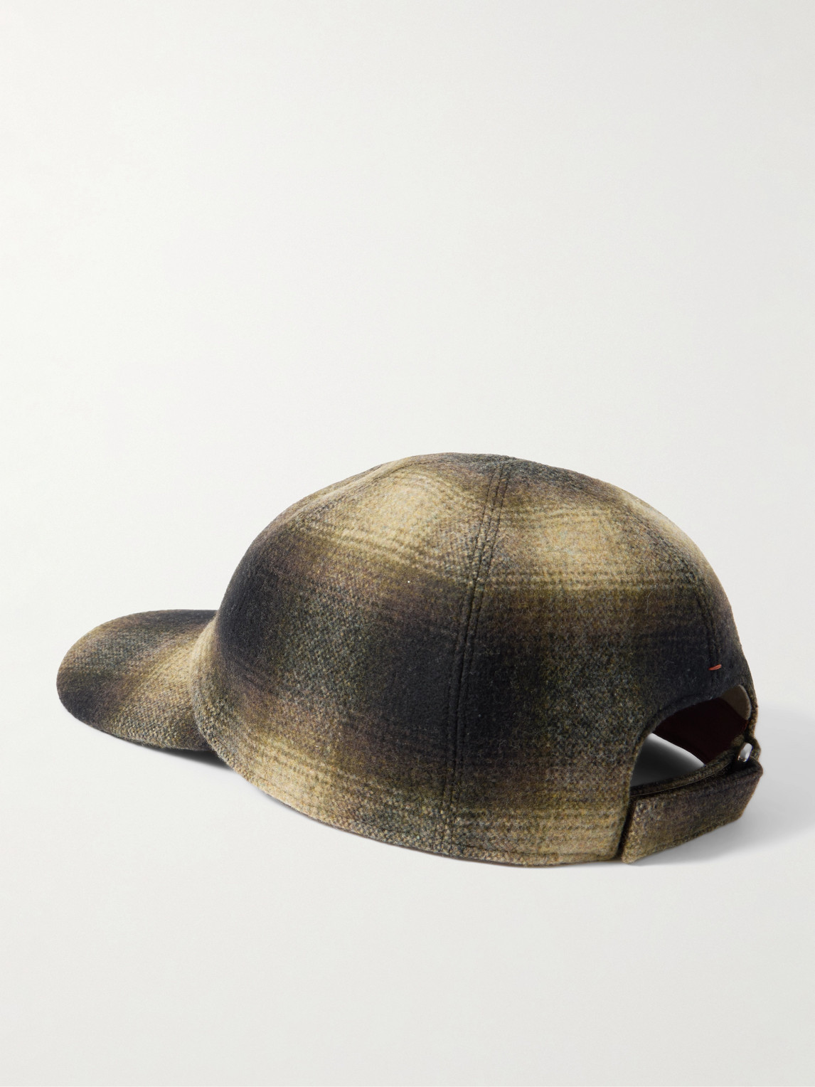 Shop Loro Piana Logo-embroidered Checked Wool And Cashmere-blend Flannel Baseball Cap In Green