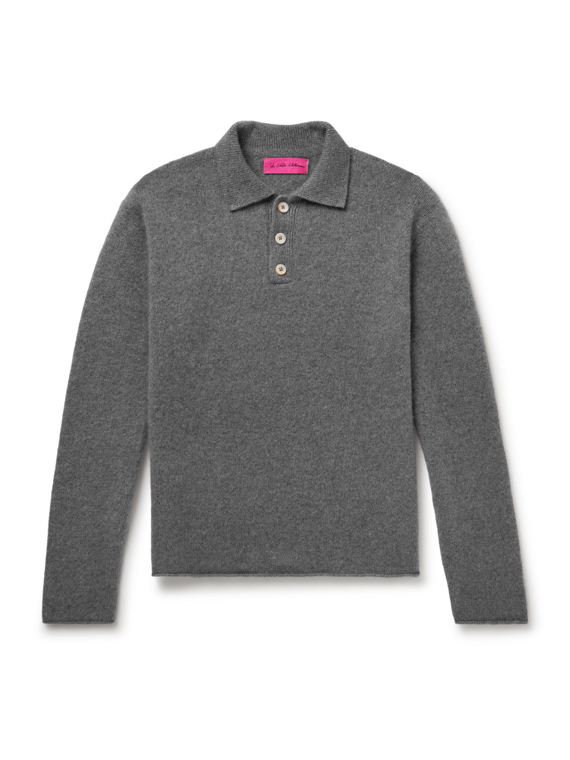 The Elder Statesman Brushed-cashmere Polo Shirt In Grey