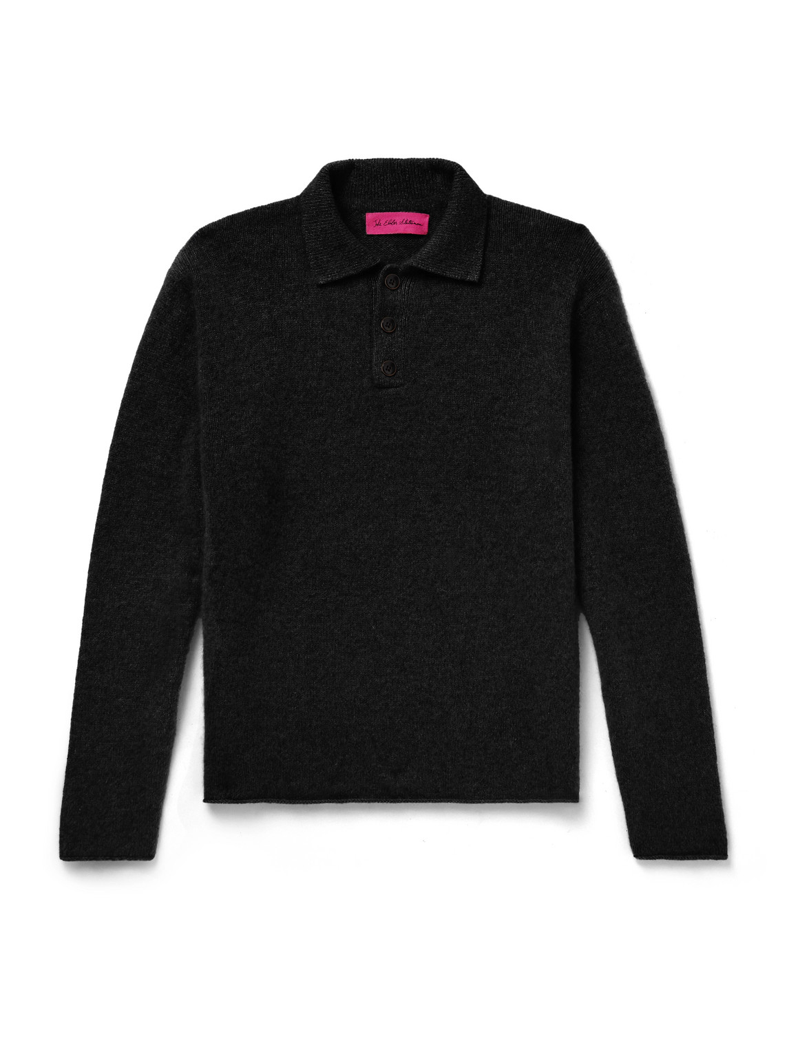 The Elder Statesman Brushed-cashmere Polo Shirt In Black