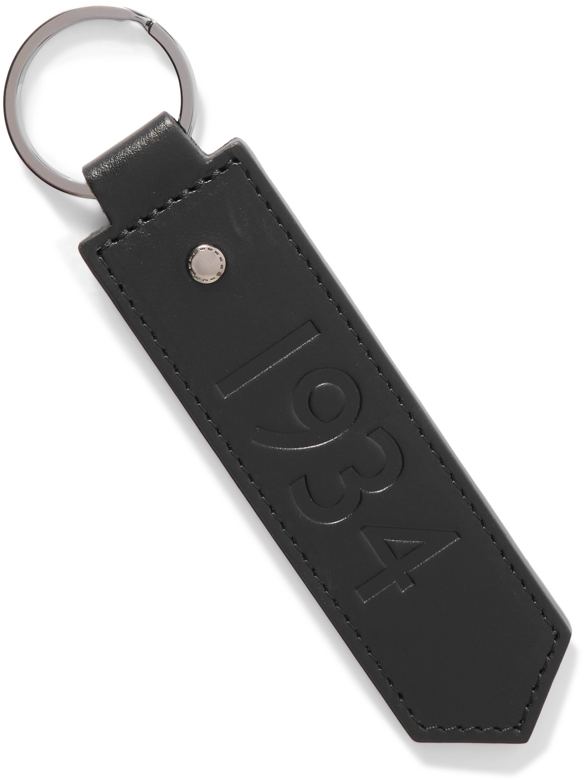 Logo-Debossed Leather and Silver-Tone Key Fob