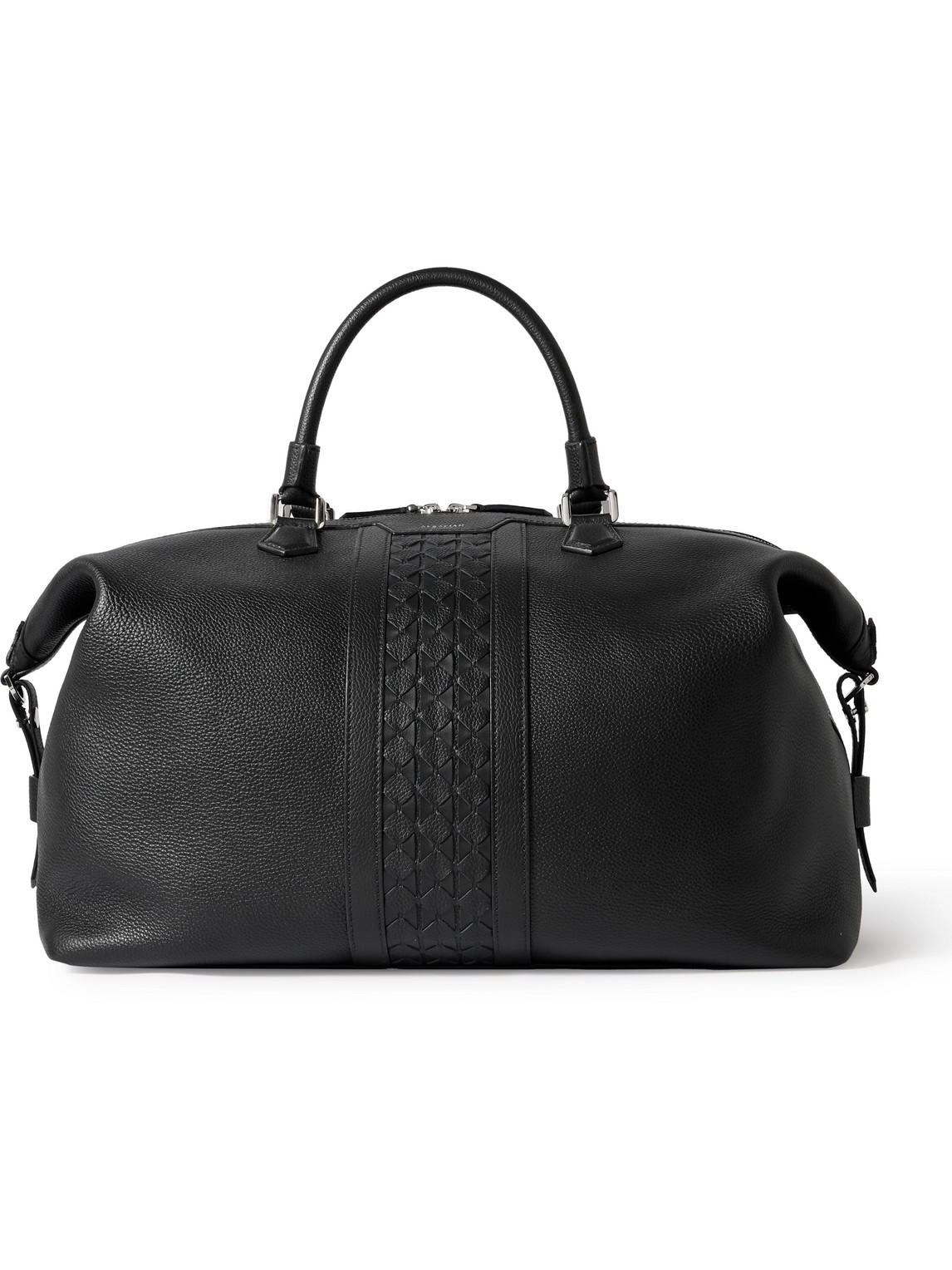 Serapian Mosaico Textured And Cachemire Full-grain Leather Weekend Bag In Black