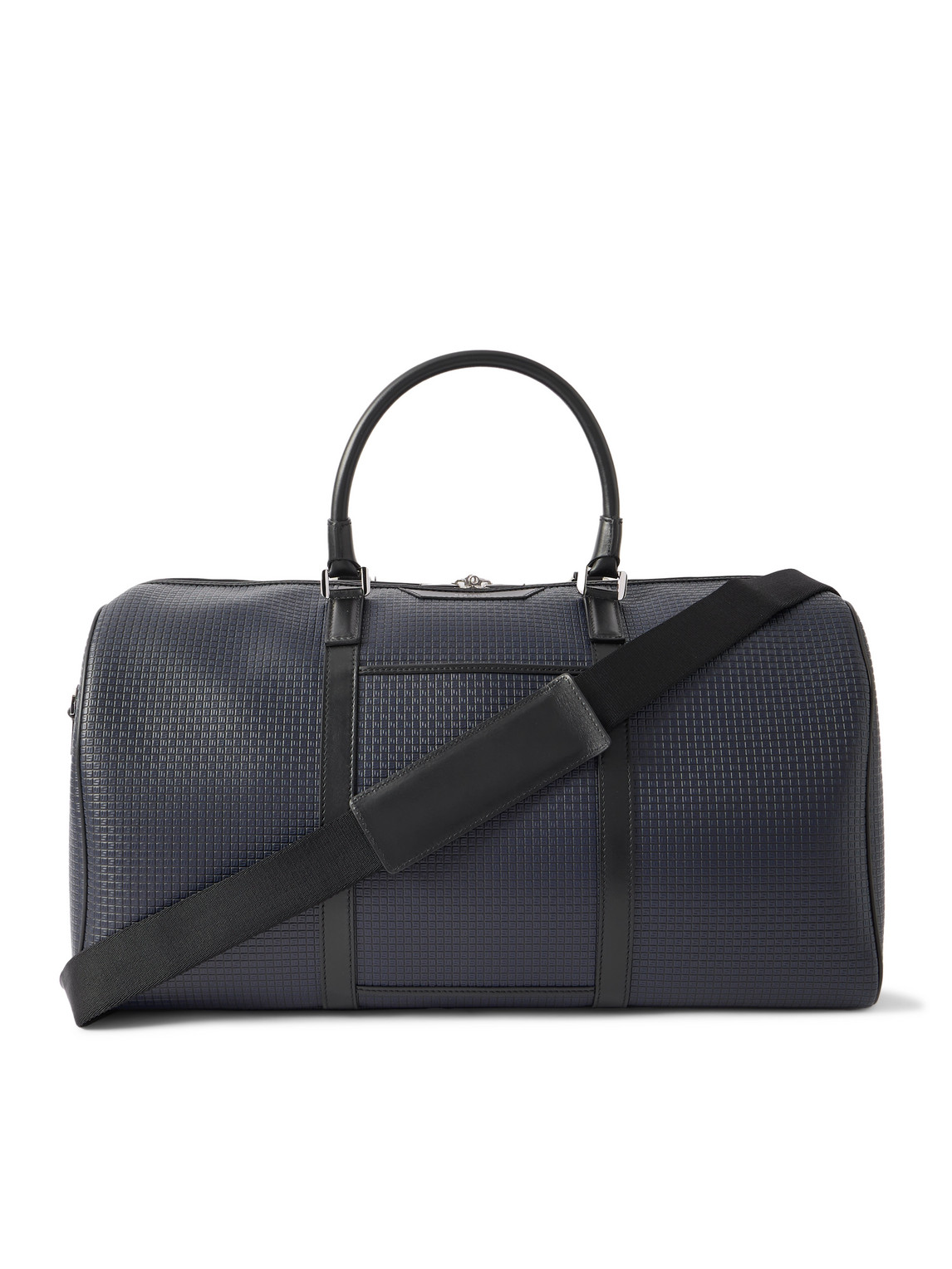Serapian Leather-trimmed Monogrammed Stepan Weekend Bag In Blue