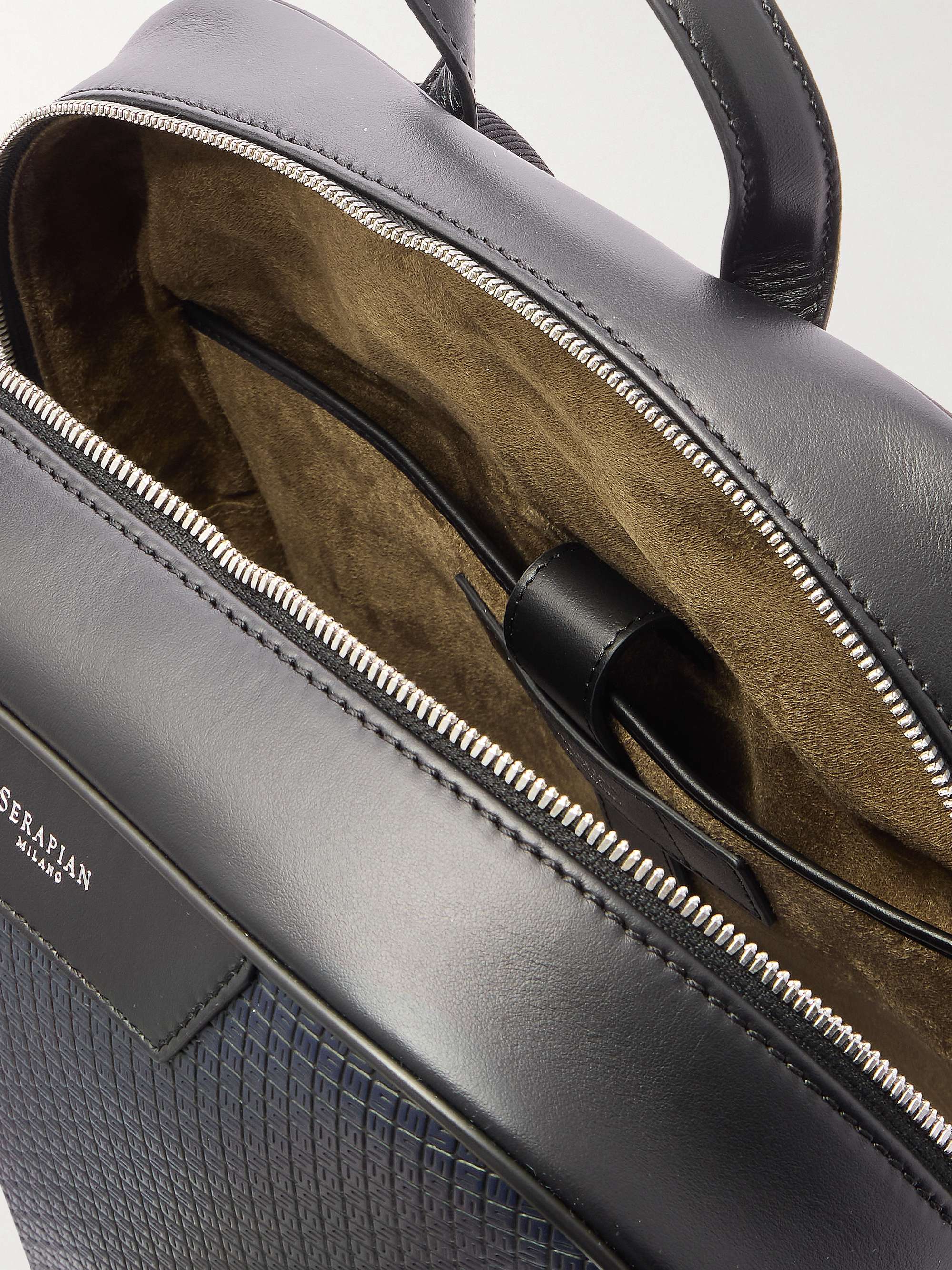 SERAPIAN Mesh-Trimmed Leather and Stepan Backpack