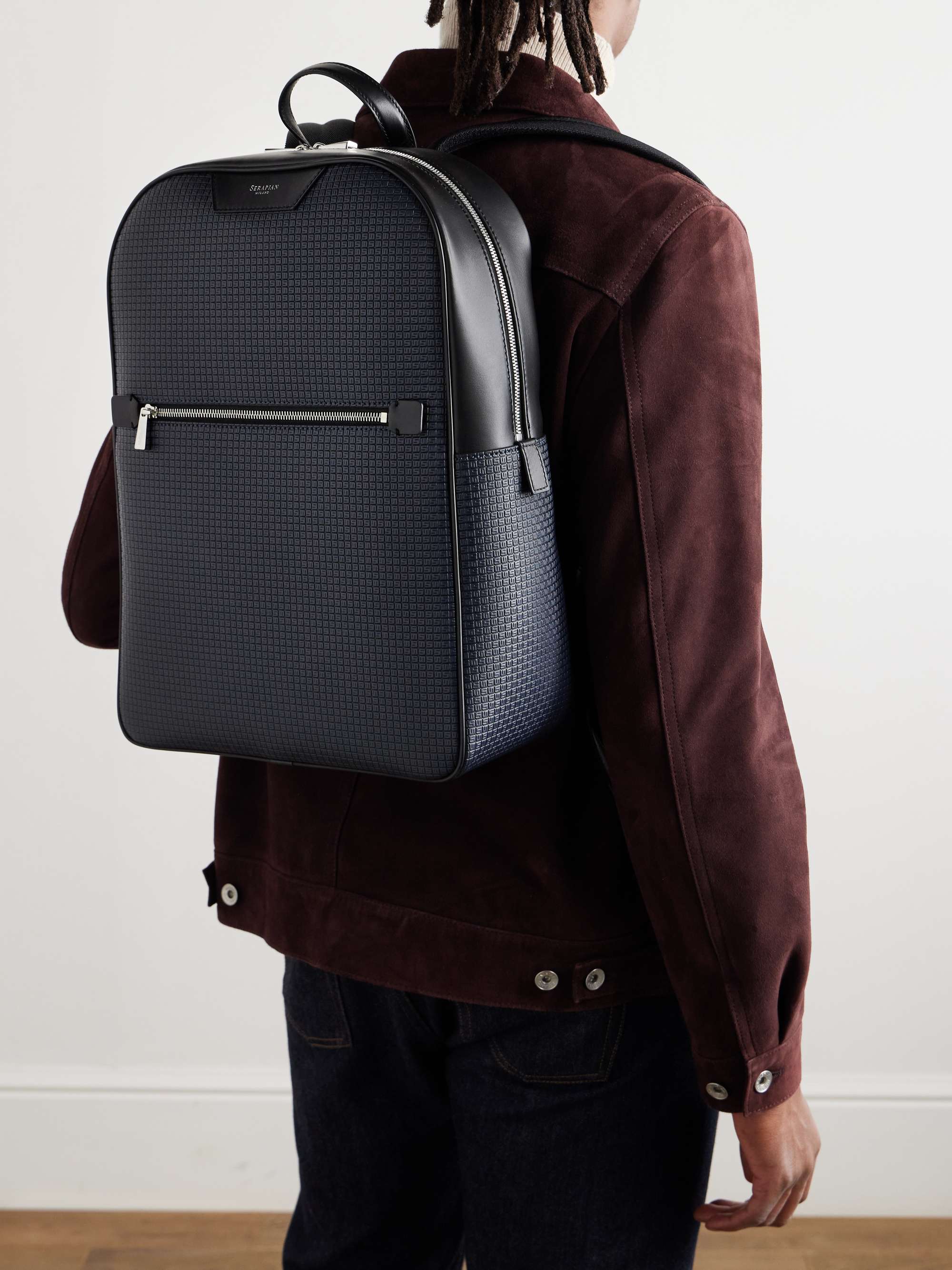 SERAPIAN Mesh-Trimmed Leather and Stepan Backpack